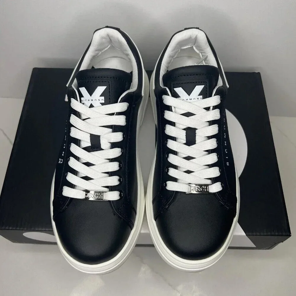 John Richmond 20007 CP Sneakers Low Platform Casual Leather Black Men’s Sz 6